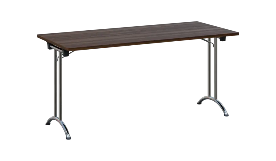 SLC 160 chrom skládací jednací stůl 1600x700, deska 25 mm, podnož chrom, deska ořech královský